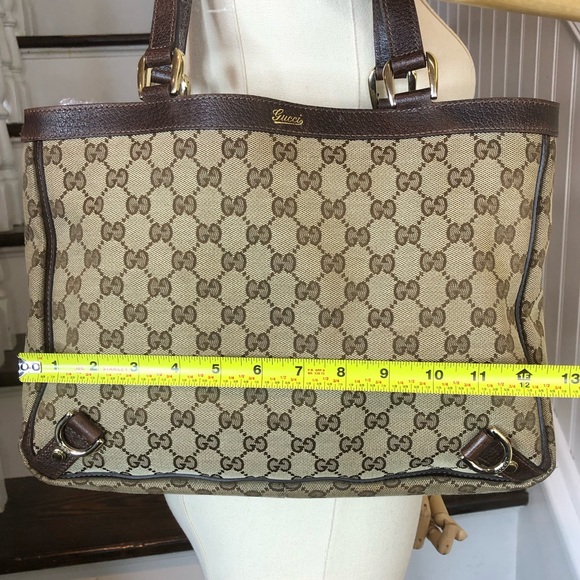 GUCCI GG Monogram E/W Tote Shoulder Bag w/ Center Zipper Compartment MINT - Picture 14 of 17